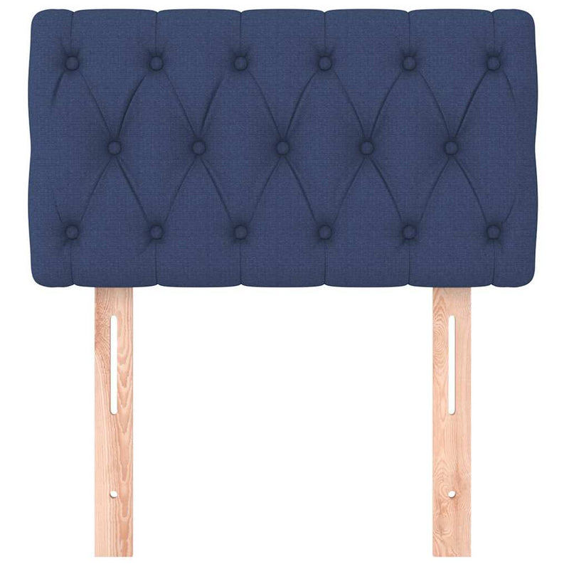 Tăblie de pat, albastru, 80x7x78/88 cm, textil