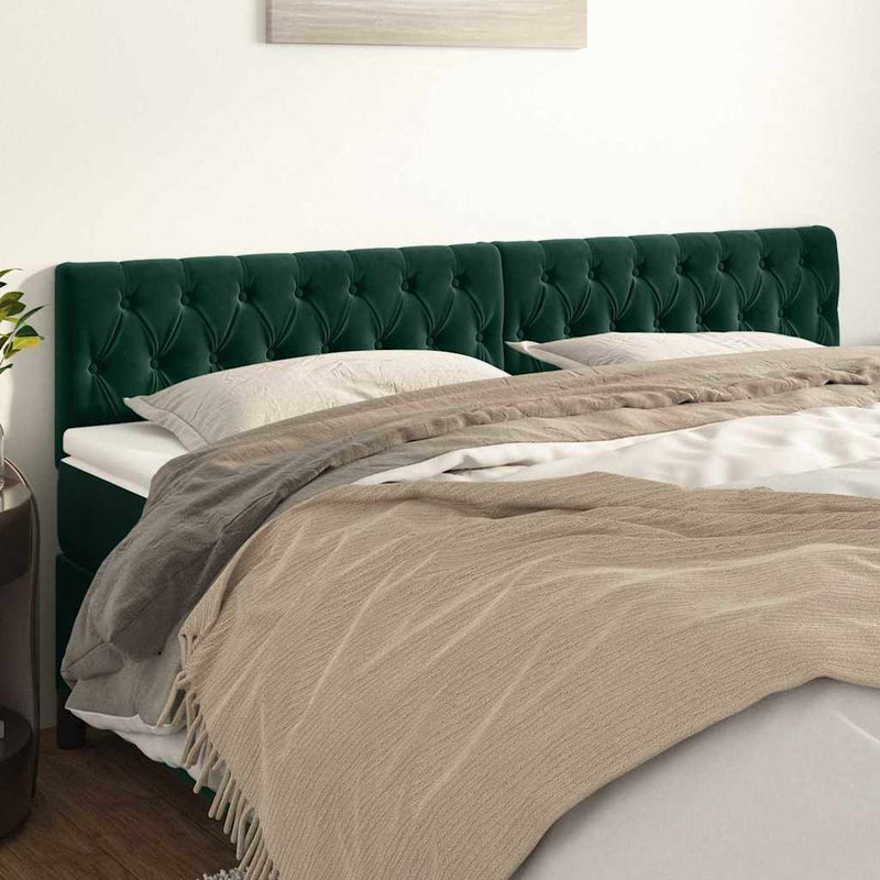 Tăblii de pat, verde închis, 180x7x78/88 cm, catifea
