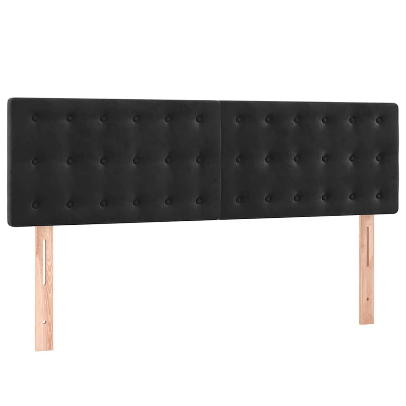 Tăblii de pat, negru, 144x5x78/88 cm, catifea