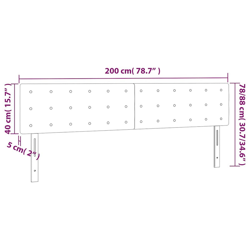 Tăblii de pat, maro închis, 200x5x78/88 cm, textil