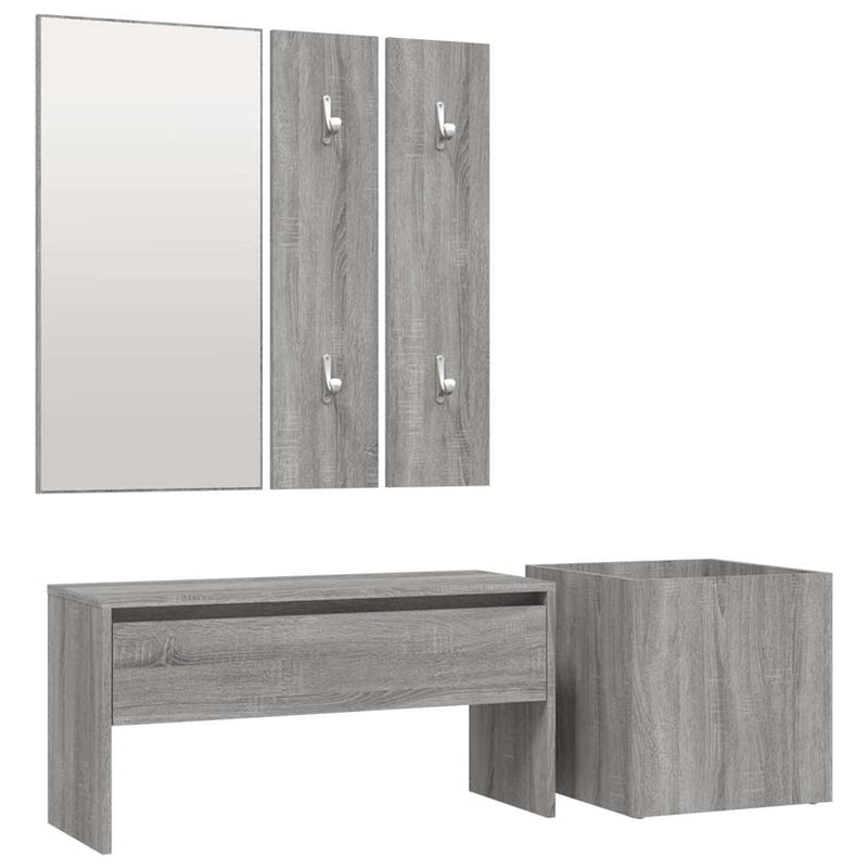 Set de mobilier pentru hol, gri sonoma, lemn prelucrat