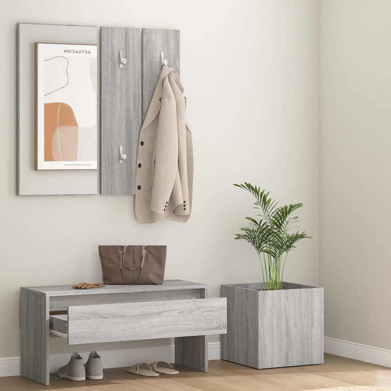 Set de mobilier pentru hol, gri sonoma, lemn prelucrat