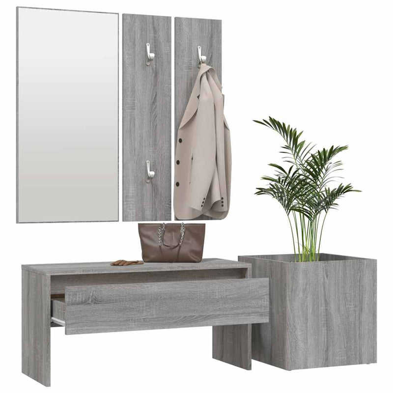 Set de mobilier pentru hol, gri sonoma, lemn prelucrat