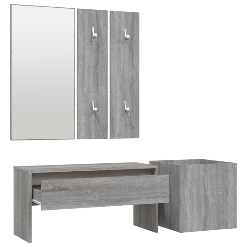 Set de mobilier pentru hol, gri sonoma, lemn prelucrat
