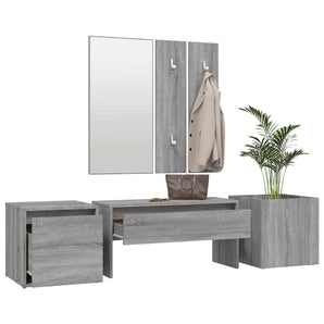 Set de mobilier pentru hol, gri sonoma, lemn prelucrat