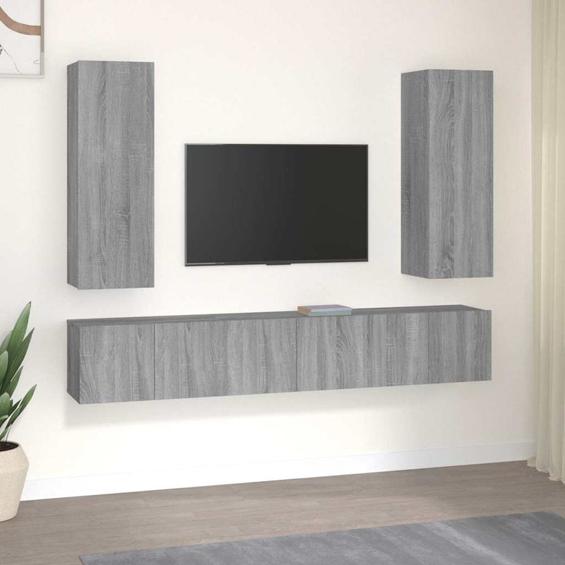 Set dulapuri TV, 5 piese, gri sonoma, lemn prelucrat