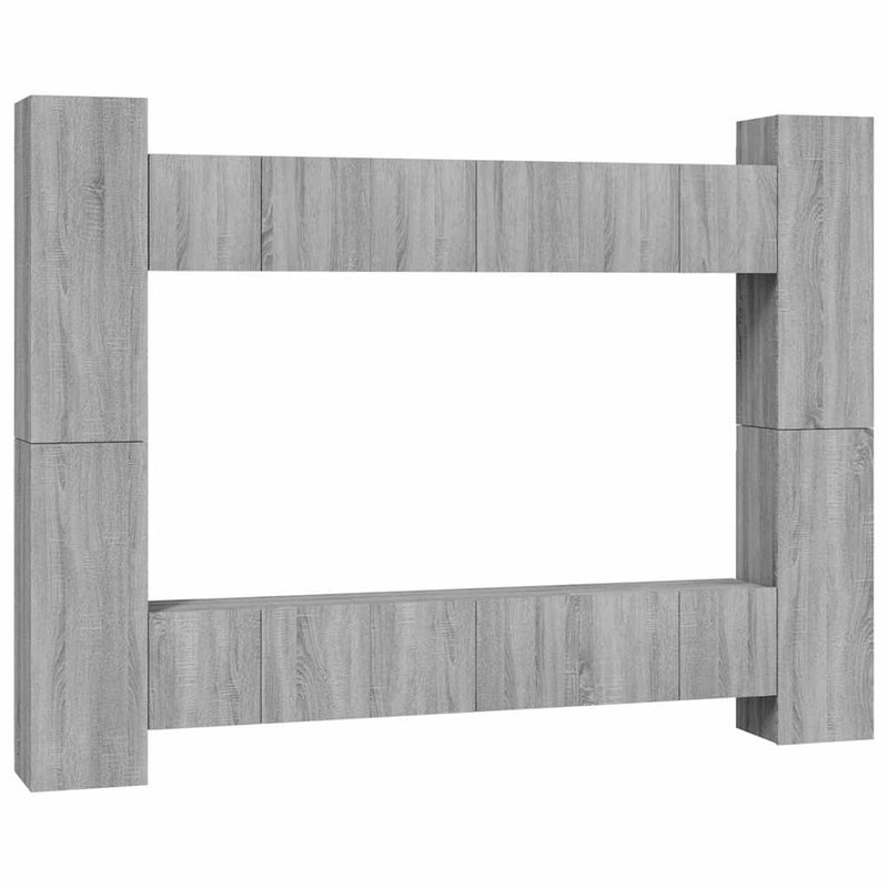Set dulapuri TV, 10 piese, gri sonoma, lemn compozit