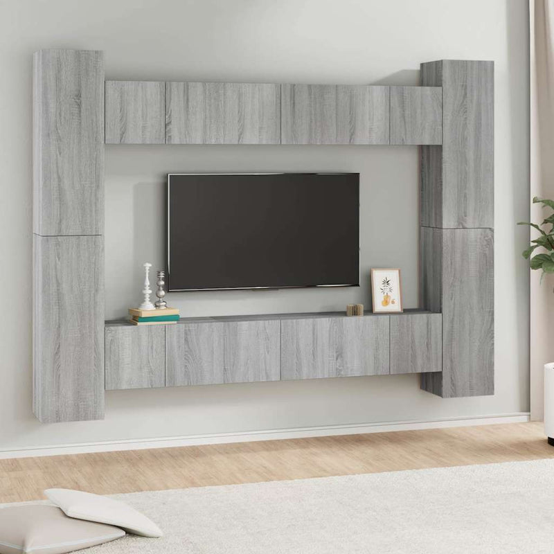 Set dulapuri TV, 10 piese, gri sonoma, lemn compozit