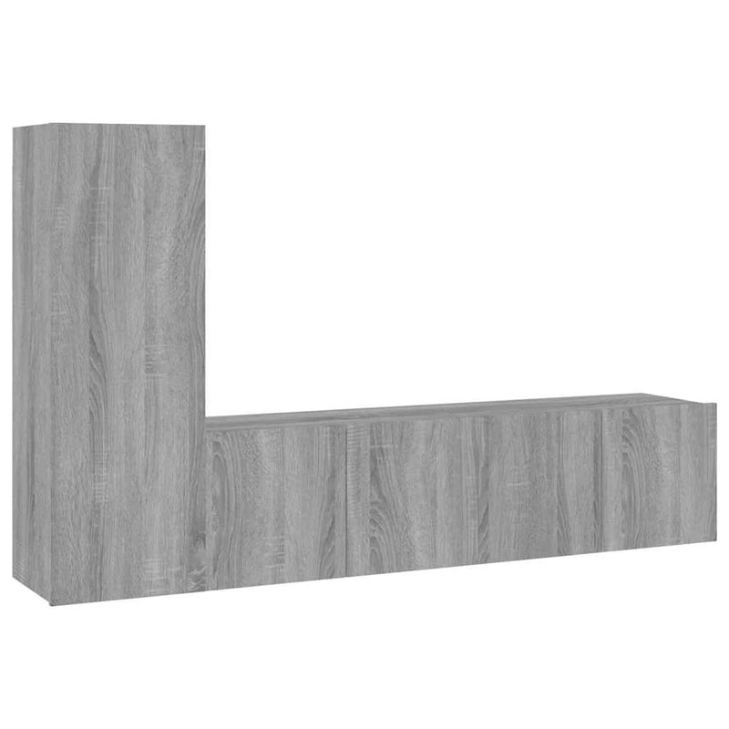 Set dulap TV, 3 piese, gri sonoma, lemn prelucrat