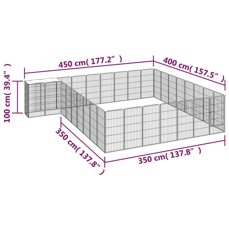 Țarc câini 34 panouri negru 50x100 cm oțel vopsit electrostatic