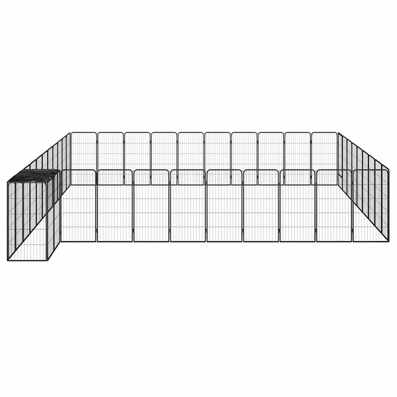 Țarc câini 42 panouri negru 50x100 cm oțel vopsit electrostatic