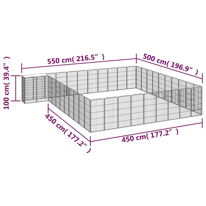 Țarc câini 42 panouri negru 50x100 cm oțel vopsit electrostatic