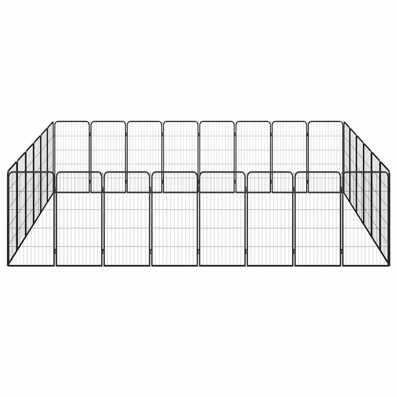 Țarc câini 28 panouri negru 50x100 cm oțel vopsit electrostatic