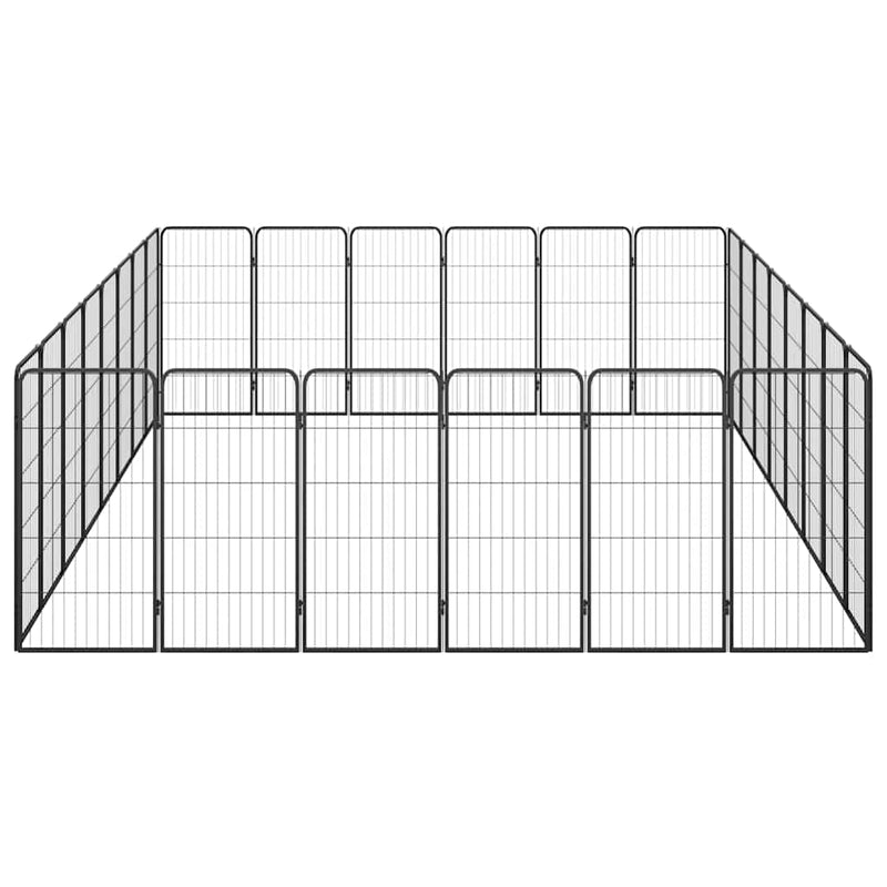 Țarc câini 28 panouri negru 50x100 cm oțel vopsit electrostatic