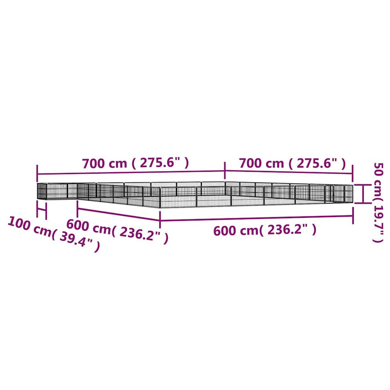 Țarc câini 28 panouri negru 100x50 cm oțel vopsit electrostatic
