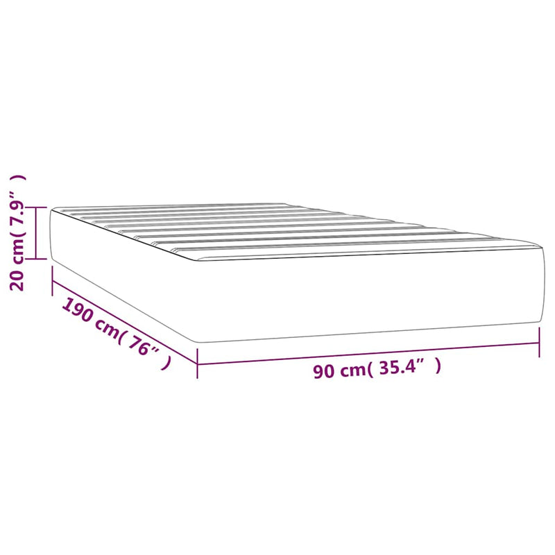 Saltea cu arcuri buzunar, fermitate medie, crem, 90x190x20 cm, piele ecologică