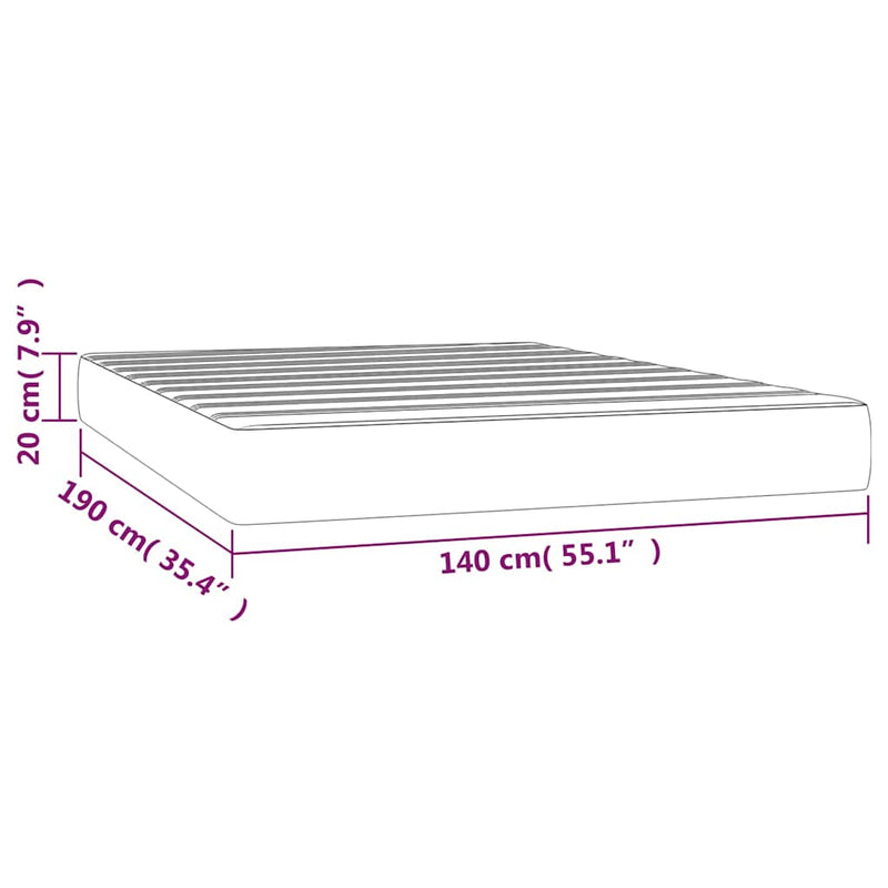Saltea cu arcuri buzunar, fermitate medie, albastru, 140x190x20 cm, textil