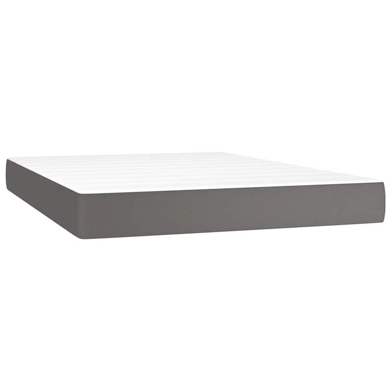 Saltea cu arcuri buzunar, fermitate medie, gri, 140x190x20 cm, piele ecologică