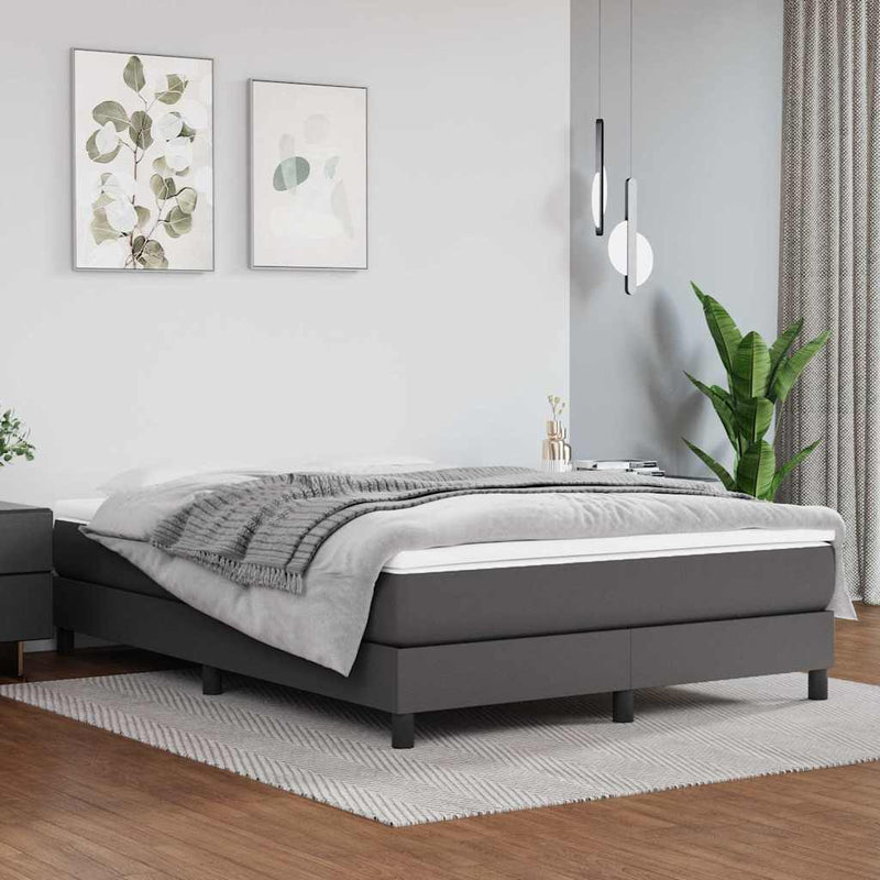 Saltea cu arcuri buzunar, fermitate medie, gri, 140x190x20 cm, piele ecologică