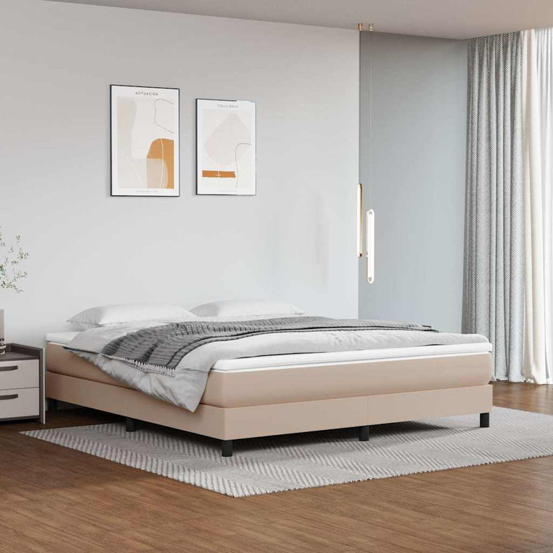 Saltea cu arcuri buzunar, fermitate medie, cappuccino, 160x200x20 cm, piele eco