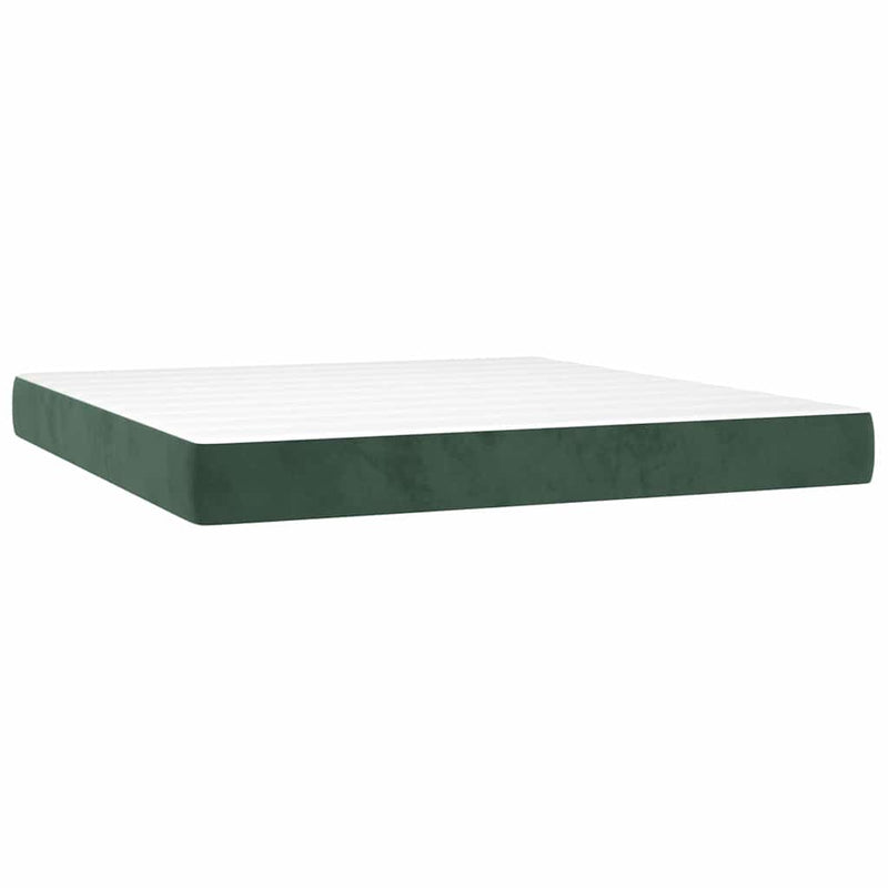 Saltea cu arcuri buzunar, fermitate medie, verde închis, 160x200x20 cm, catifea