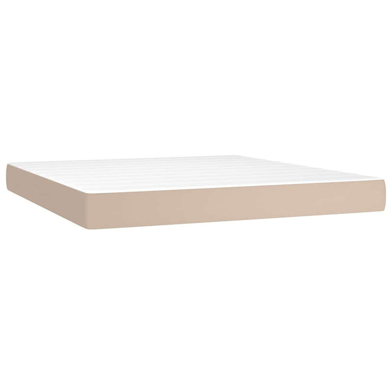 Saltea cu arcuri buzunar, fermitate medie, cappuccino, 180x200x20 cm, piele eco