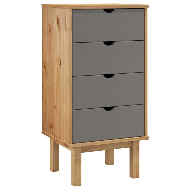 Dulap cu sertar "OTTA", maro/gri, 45x39x90cm, lemn masiv pin