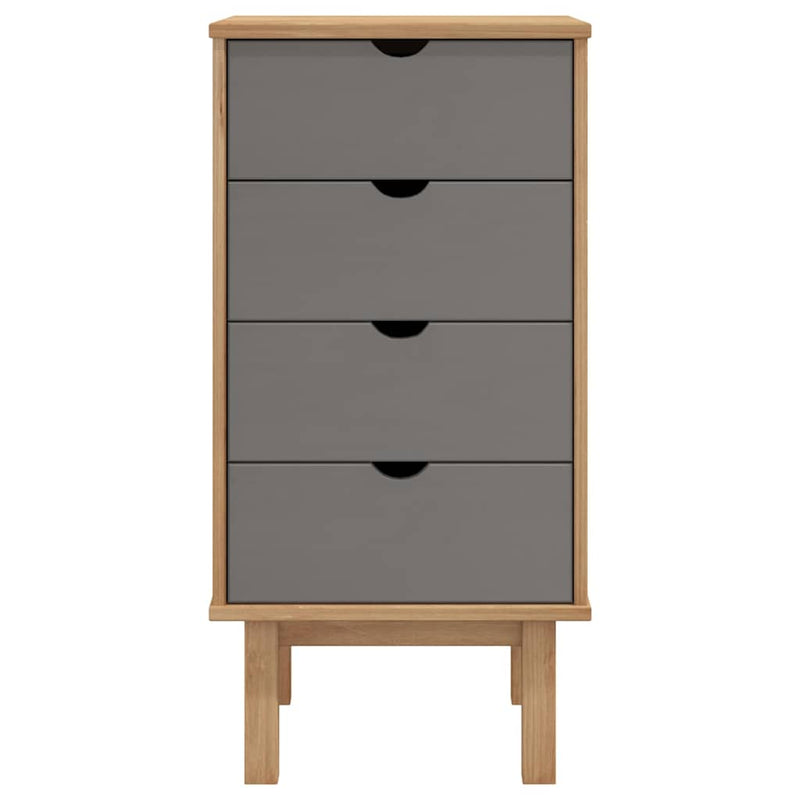 Dulap cu sertar "OTTA", maro/gri, 45x39x90cm, lemn masiv pin