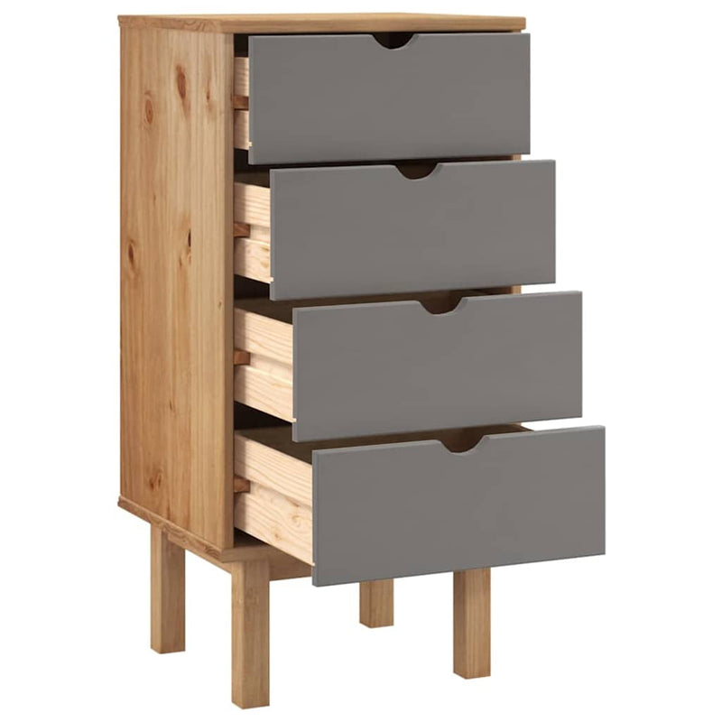 Dulap cu sertar "OTTA", maro/gri, 45x39x90cm, lemn masiv pin