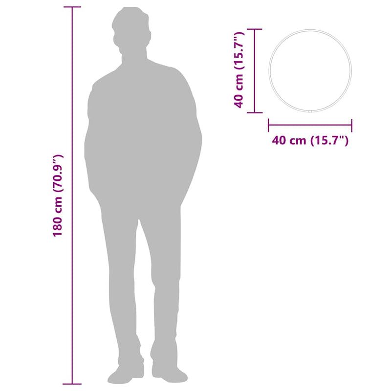 Oglindă de perete rotundă, negru, Ø 40 cm