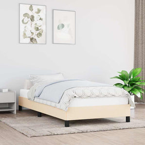 Cadru de pat fără saltea, crem, 100x200 cm, textil