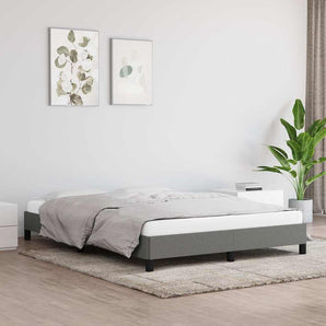 Cadru de pat fără saltea, gri închis, 140x190 cm, textil