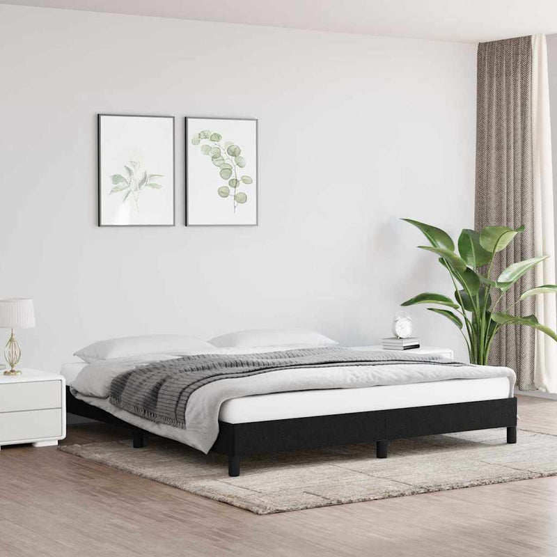 Cadru de pat fără saltea, negru, 160x200 cm, textil