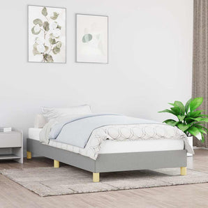Cadru de pat fără saltea, gri deschis, 90x200 cm, textil
