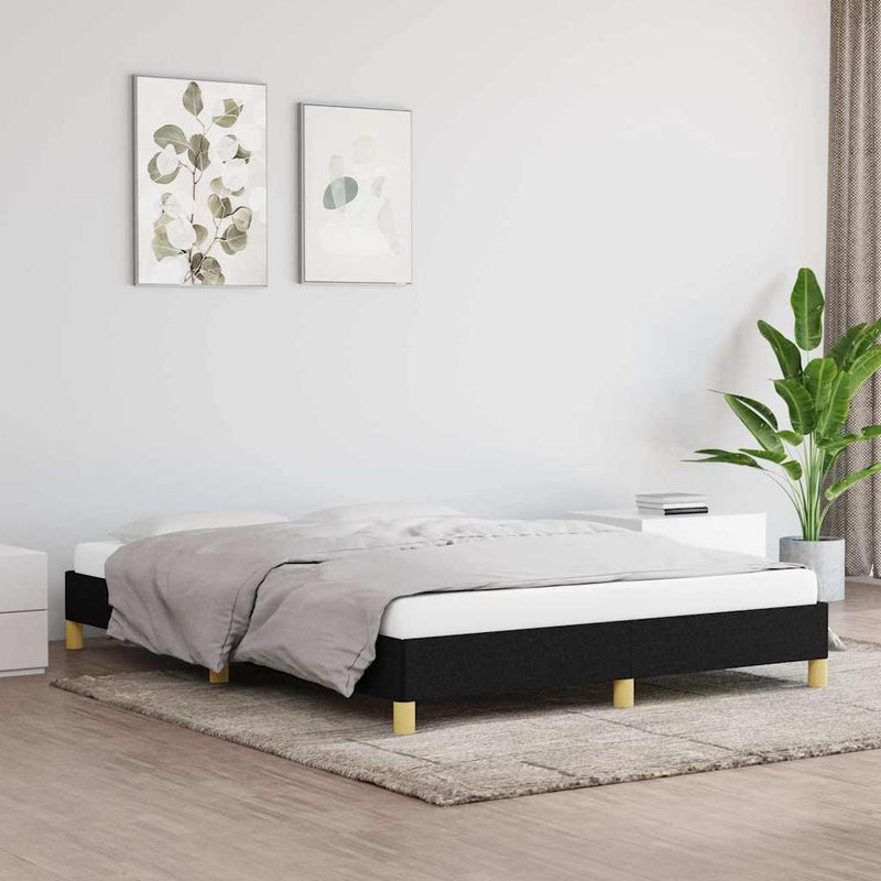 Cadru de pat fără saltea, negru, 160x200 cm, textil