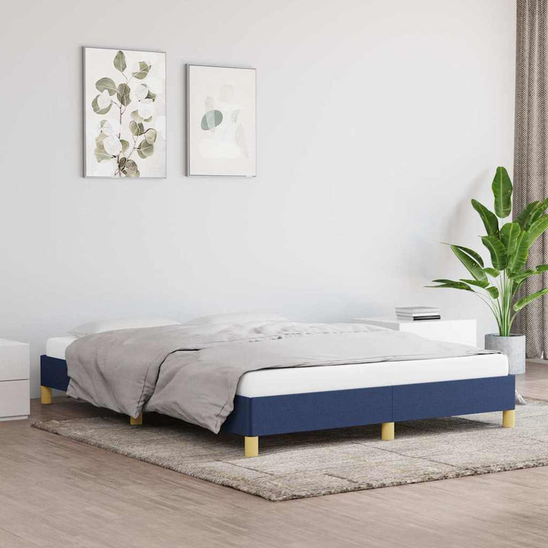 Cadru de pat fără saltea, albastru, 160x200 cm, textil