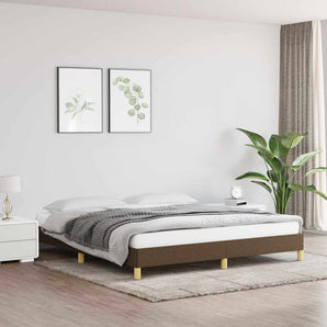 Cadru de pat fără saltea, maro închis, 180x200 cm, textil