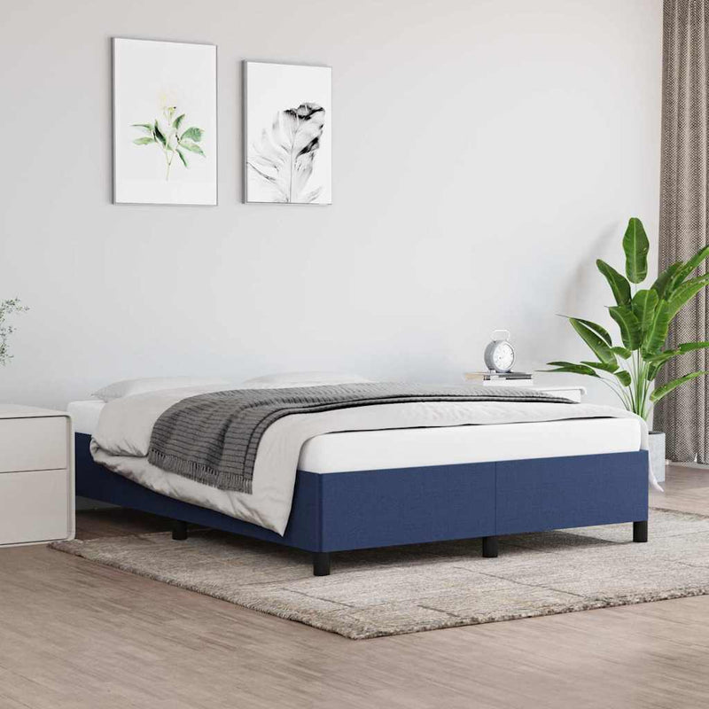 Cadru de pat fără saltea, albastru, 140x200 cm, textil
