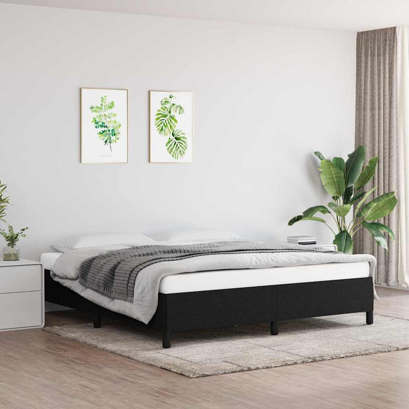 Cadru de pat fără saltea, negru, 160x200 cm, textil