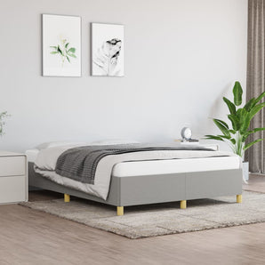 Cadru de pat fără saltea, gri deschis, 140x190 cm, textil