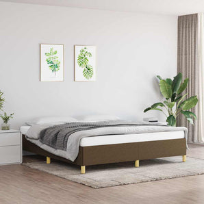 Cadru de pat fără saltea, maro închis, 160x200 cm, textil