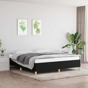 Cadru de pat fără saltea, negru, 180x200 cm, textil