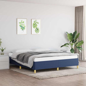 Cadru de pat fără saltea, albastru, 180x200 cm, textil