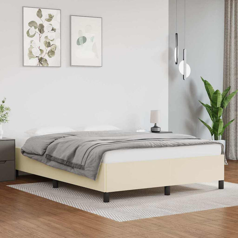 Cadru de pat, crem, 140x190 cm, piele ecologică