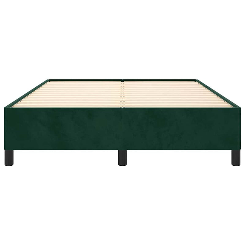 Cadru de pat fără saltea, verde închis, 140x190 cm, catifea