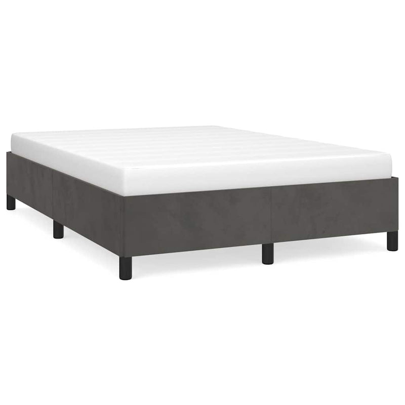 Cadru de pat fără saltea, gri închis, 140x200 cm, catifea