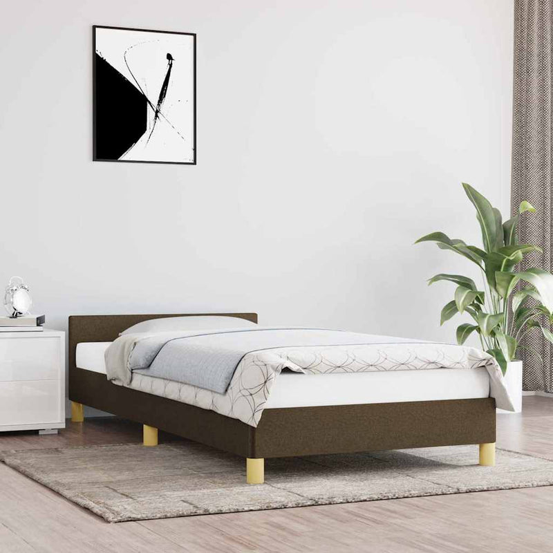 Cadru de pat fără saltea, maro închis, 80x200 cm, textil