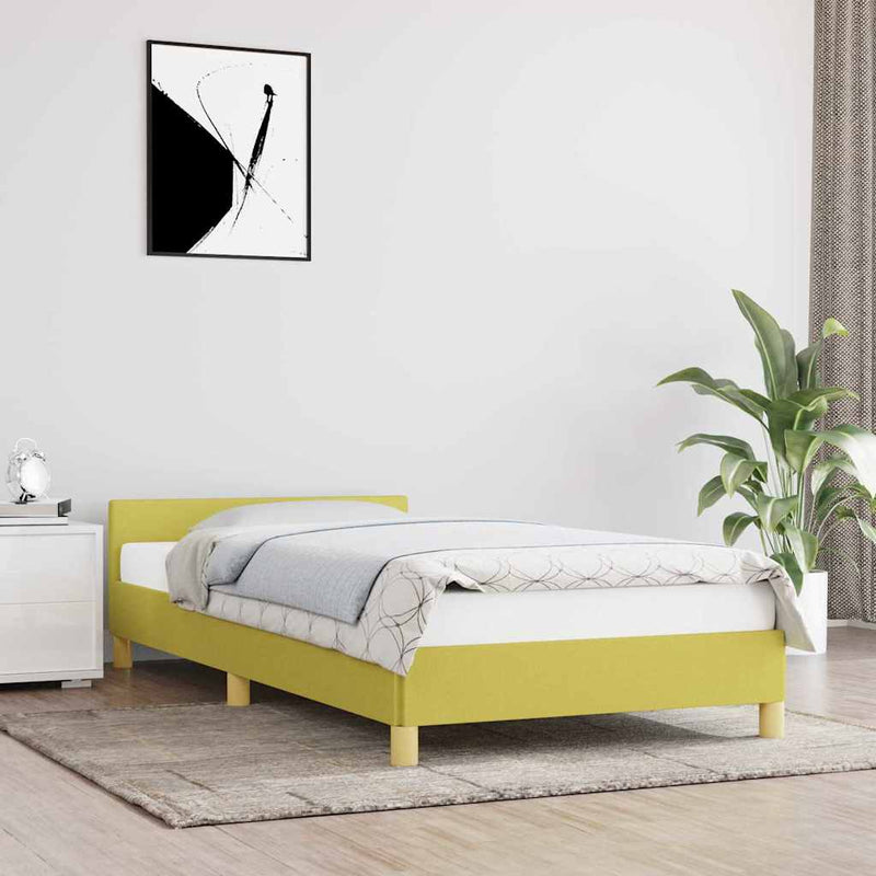 Cadru de pat fără saltea, verde, 100x200 cm, textil