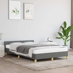 Cadru de pat fără saltea, gri închis, 120x200 cm, textil