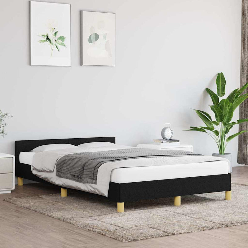 Cadru de pat fără saltea, negru, 120x200 cm, textil